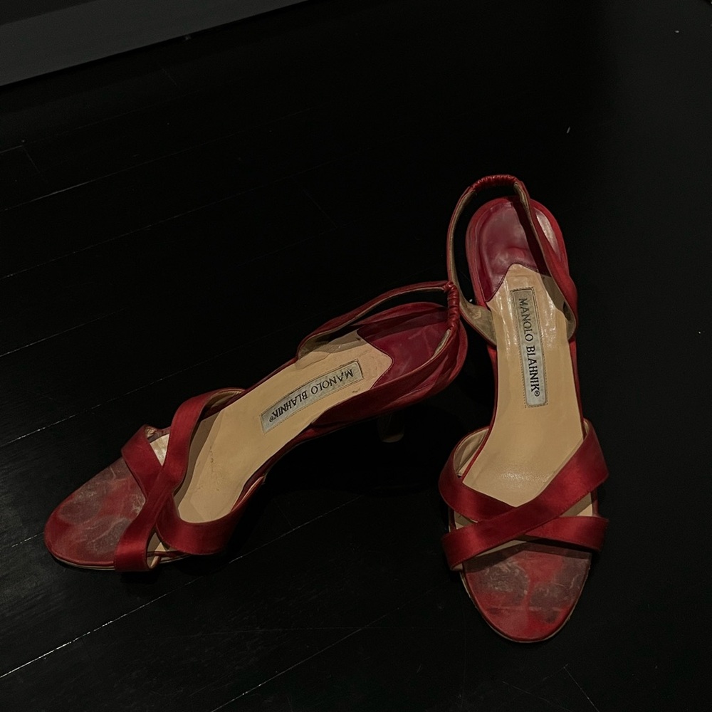 Manolo Blahnik Strappy Red Heels